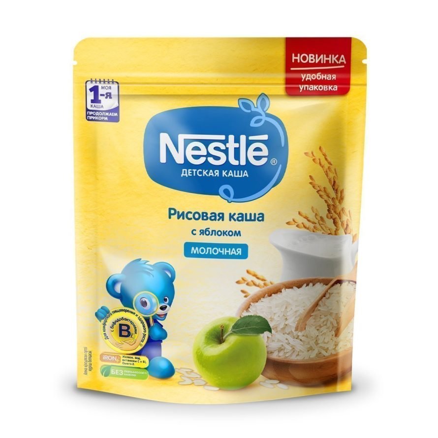 Каша Nestle молочная рисовая с яблоком, 220 г,