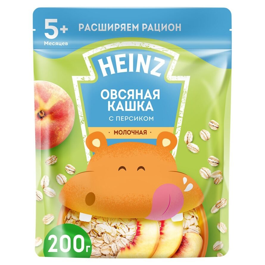 Каша Heinz молочная овсяная с персиком (с 5 месяцев) 200 г