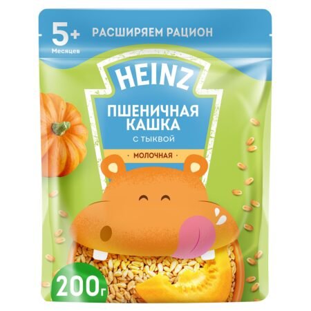 Каша Heinz молочная пшеничная с тыквой Омега 3 (с 5 месяцев) 200 г