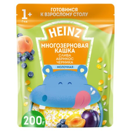 Каша Heinz молочная Любопышки многозерновая со сливой, абрикосом, черникой (с 12 месяцев) 200 г