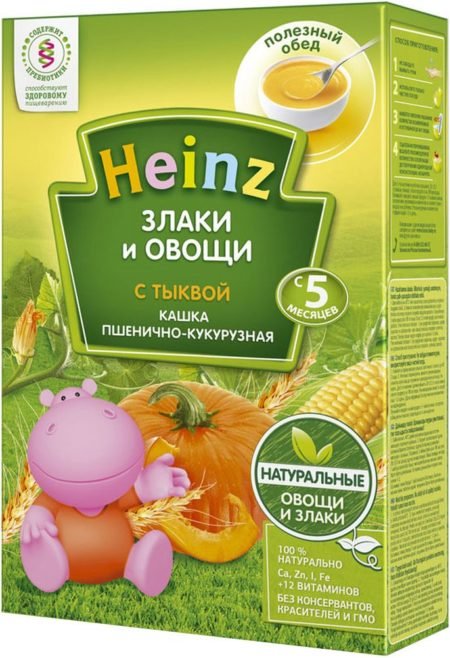 Каша Heinz безмолочная Злаки и овощи пшенично-кукурузная с тыквой (с 5 месяцев) 200 г