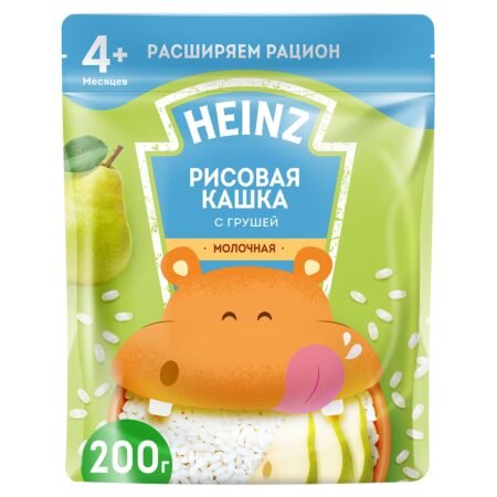 Каша Heinz молочная рисовая с грушей (с 4 месяцев) 200 г