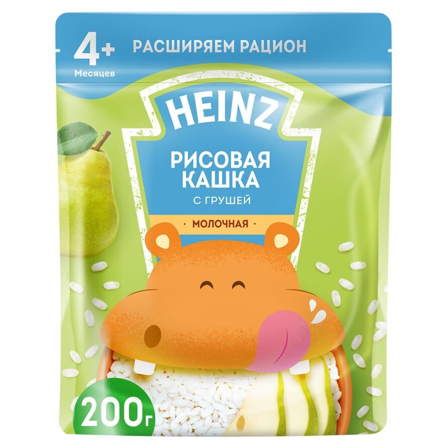 Каша Heinz молочная рисовая с грушей (с 4 месяцев) 200 г