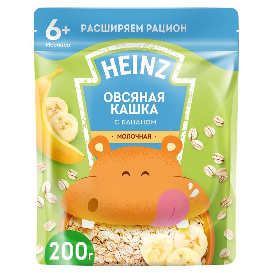 Каша Heinz молочная овсяная с бананом и с Омега 3 (с 6 месяцев) 200 г