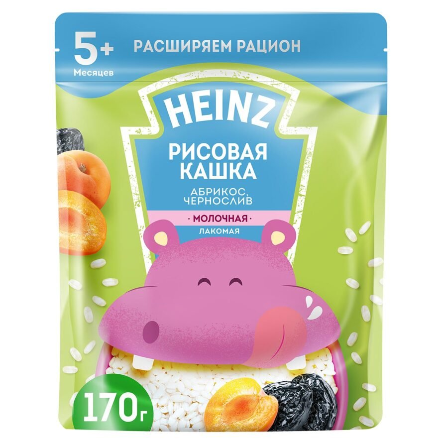 Каша Heinz молочная Лакомая рисовая с абрикосом и черносливом (с 5 месяцев) 200 г