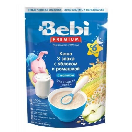 Каша Bebi молочная 3 злака с яблоком и ромашкой (с 6 месяцев)