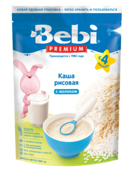 Каша Bebi молочная рисовая (с 4 месяцев)