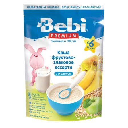 Каша Bebi молочная злаковая с фруктовым ассорти (с 6 месяцев)