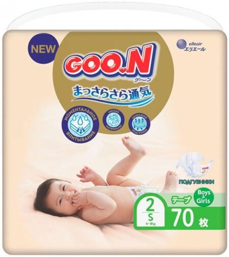 Подгузники Goo.N Premium Soft размер 2 S (4-8 кг) унисекс 70 шт
