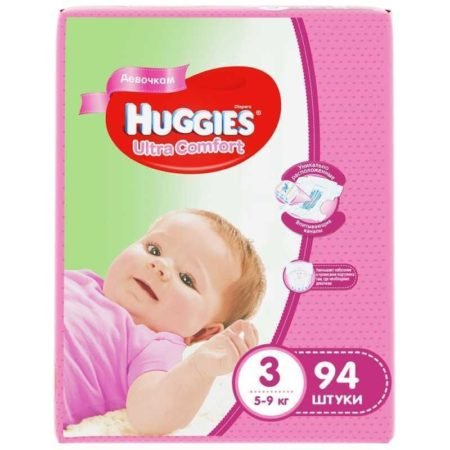 Diaper Huggies Ultra Comfort 3 (5-9 kq) 94 ədəd. qız üçün