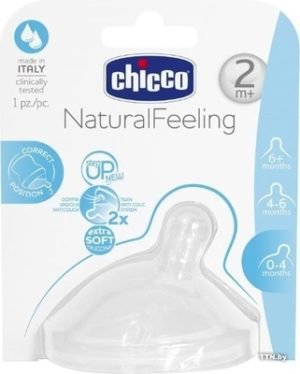 Chicco Соска силиконовая Natural Feeling 2м+ средний поток