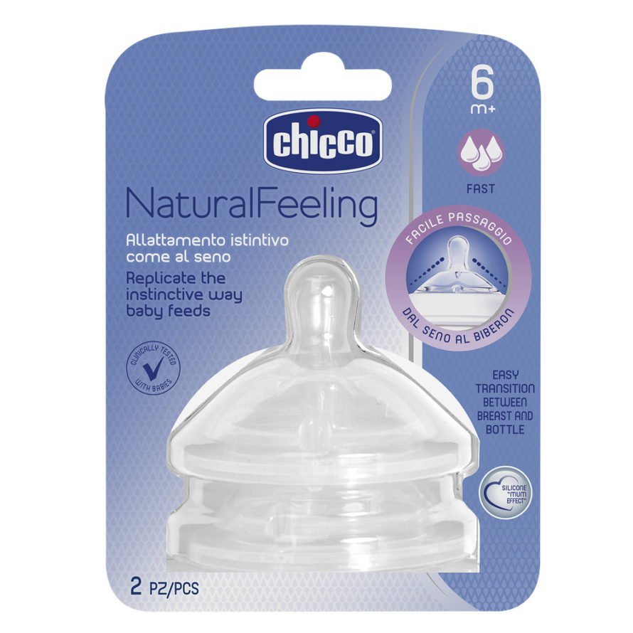 Chicco əmzik silikon Natural Feeling 6m + sürətli axın 2pcs