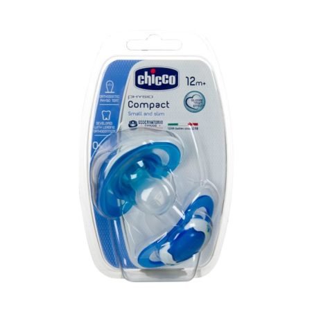 CHICCO Пустышка Physio Compact силиконовая 12+ м 2шт. (голубая)