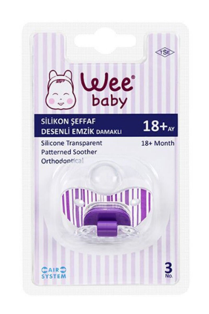 WEE BABY 837  ortodontik əmzik şəffaf model cizgi ilə