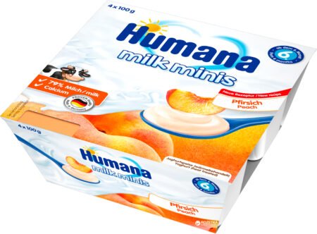 Humana  молочный десерт с персиком  4*100 гр