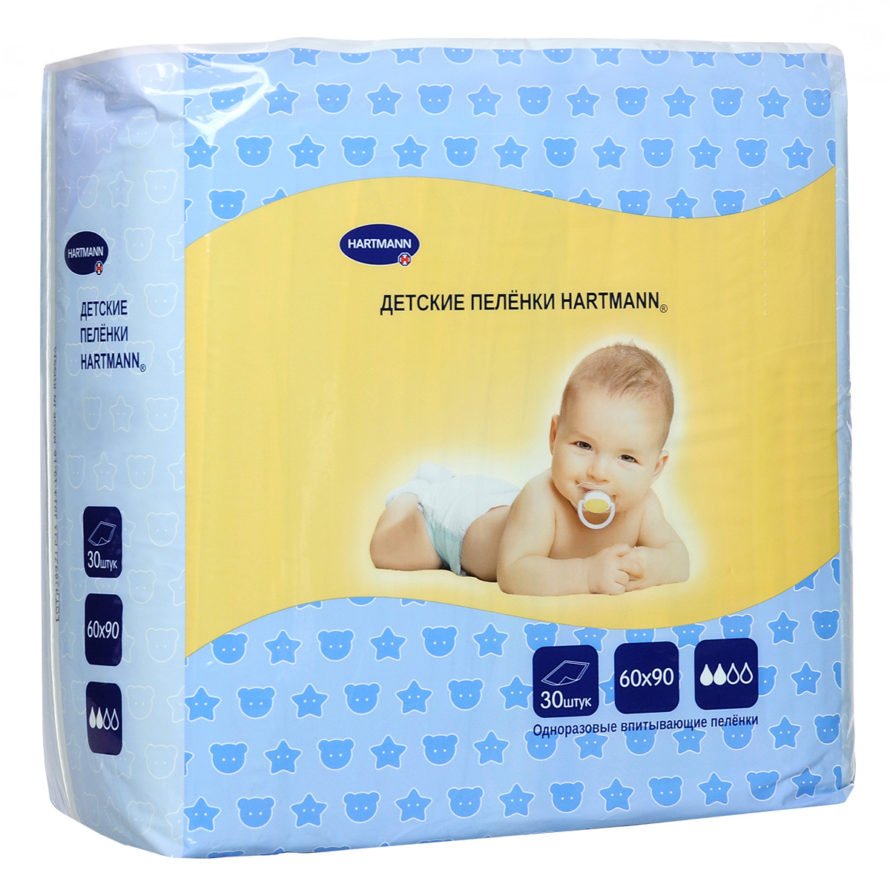 Hartmann Diapers for children, absorbent, for children, disposable, 60 cm x 90 cm, 30 pcs