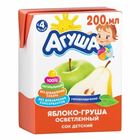 Сок осветленный Агуша Яблоко-груша, c 4 месяцев