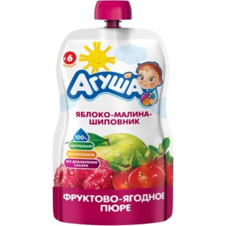 Agusha puree spider apple raspberry rosehip 90 gr