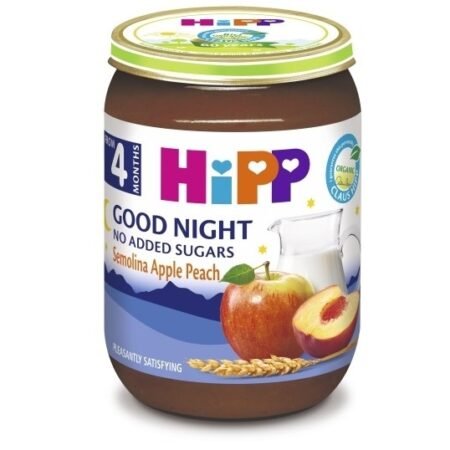 Hipp Good Night молочный манный десерт с яблоками, персиками и злаками 190 гр