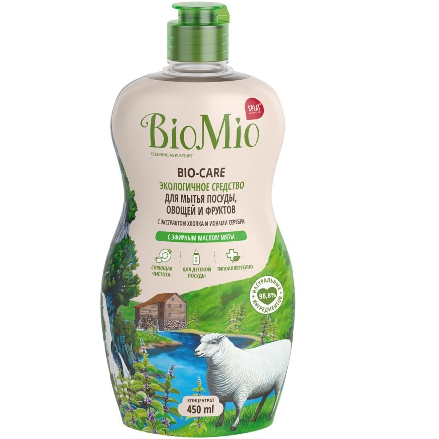 BioMio qab, meyvə və tərəvəz üçün nanə yağı ilə  yuyucu maye, 450 ml (BioMio, Qab)