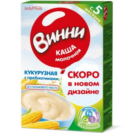 Каша Винни молочная  кукурузная с пребиотиками, 200 гр
