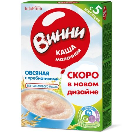 Каша Винни молочная  овсяная с пребиотиками, 200 гр