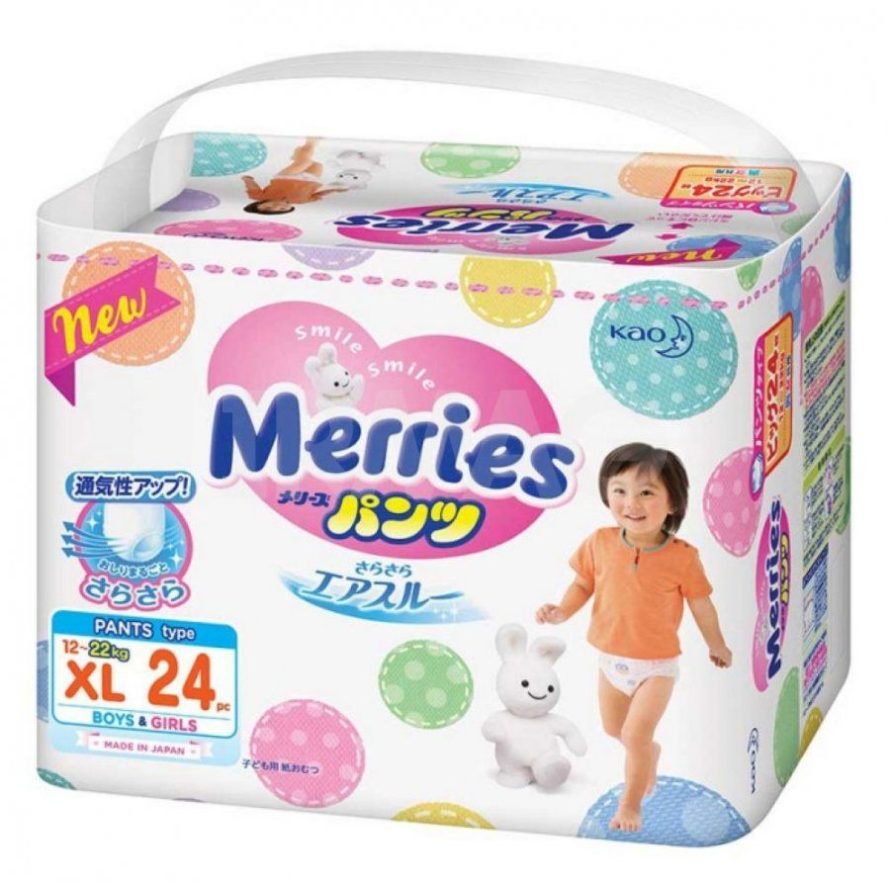 Подгузники-трусики Merries ХL (12-22 кг) 24 шт