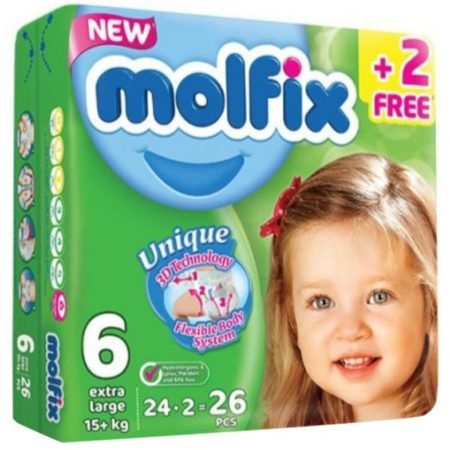 Подгузник Molfix 6 (15+ кг), 24+2 шт