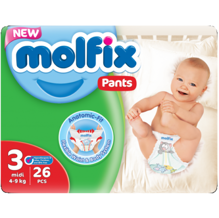 Подгузники-трусики Molfix 3 (4-9 кг), 26 шт