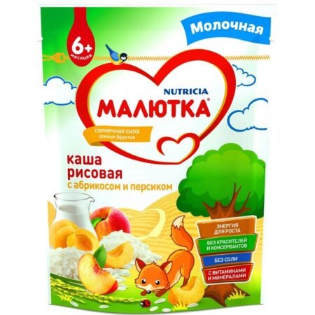 Malyutka Rice milk porridge with peach and apricot, from 6 months, 220 g