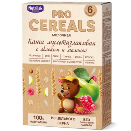 Каша молочная Nutrilak Premium Procereals мультизлаковая яблоко-малина 200 г с 6 месяцев