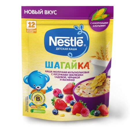 Nestle südlü çox taxıllı çiyələk-qaragilə-moruq sıyığı (12 aydan) 190 q