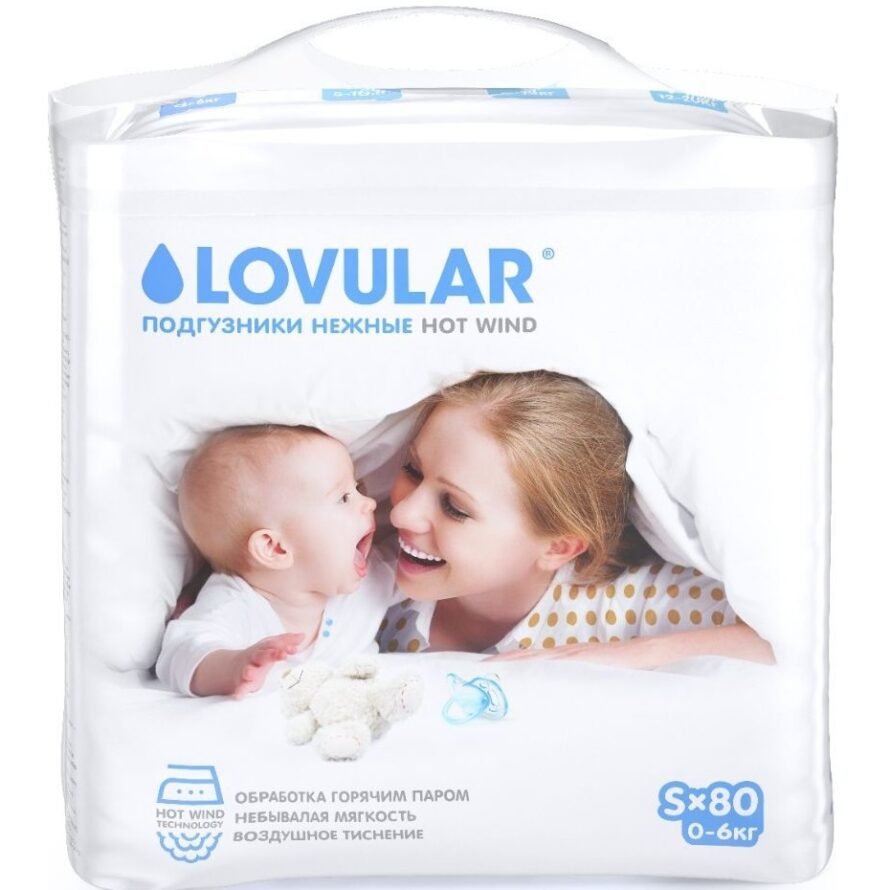 Diaper Lovular. Hot Wind,  S (0-6 kg) 80 pcs.