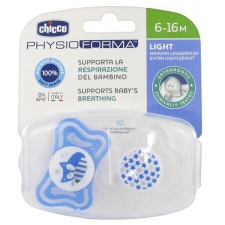 Chicco Пустышка силиконовая Physio Light, 6-16 м (2шт)