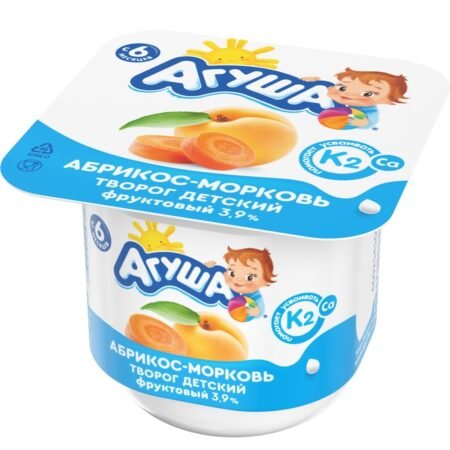 Творог Агуша детский с натуральным витамином К2 абрикос, морковь (с 6-ти месяцев) 3.9%, 100 г
