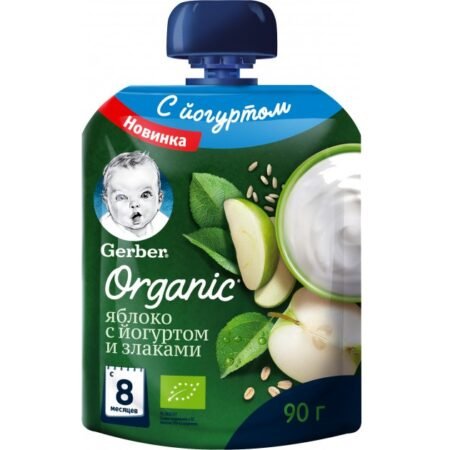 Gerber Пюре Organic Яблоко с йогуртом и злаками (с 8 месяцев) 90 г
