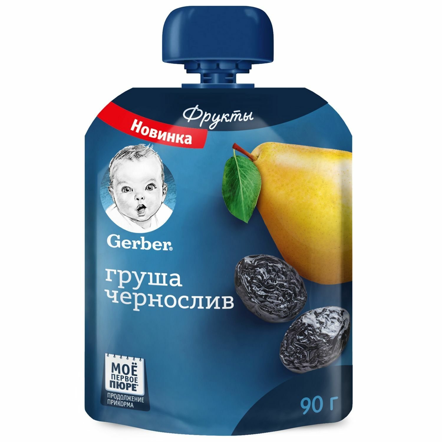 <b>Gerber</b> <b>Пюре</b> груша чернослив с витамином С (с 5 месяцев), 90 г - pandababy.