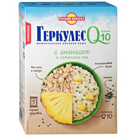Русский Продукт Геркулес каша овсяная с Q10 ананас семенами чиа, с 1 года, 250 г