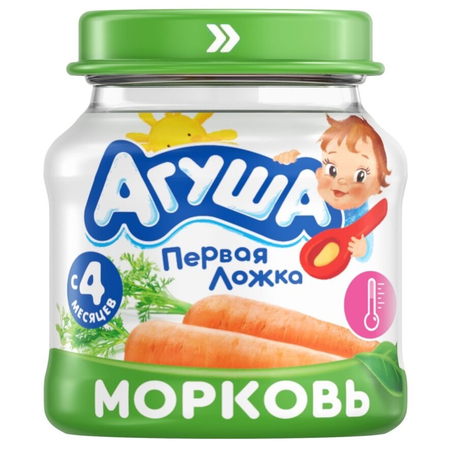 Пюре Агуша морковь, с 4 месяцев, 80 г