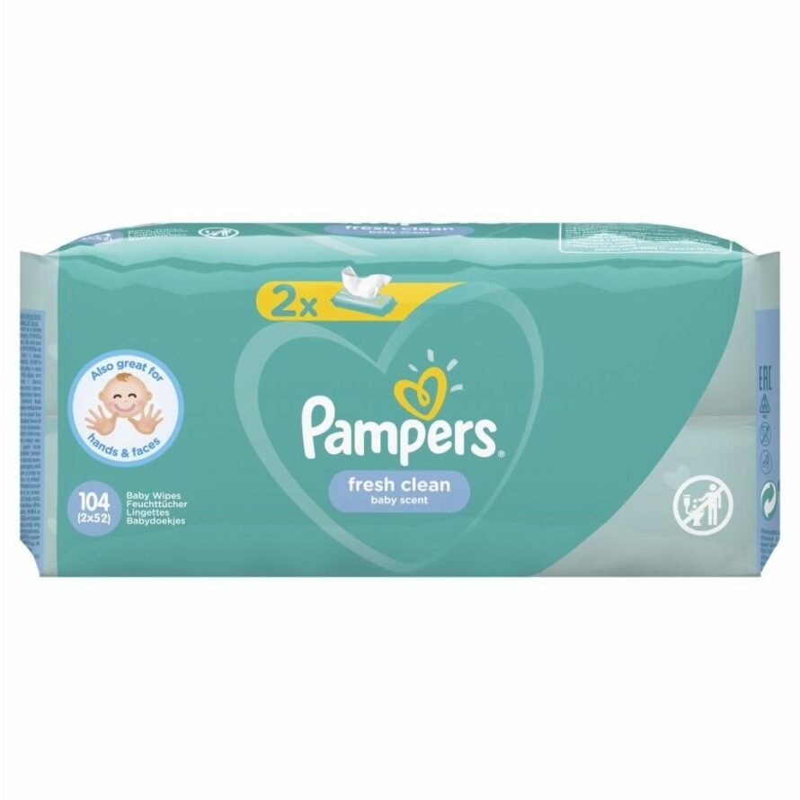 Pampers Fresh Clean Салфетки влажные детские 2х52 шт.