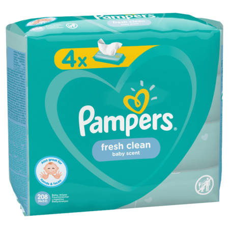 Pampers Fresh Clean Салфетки влажные детские 4х52 шт.