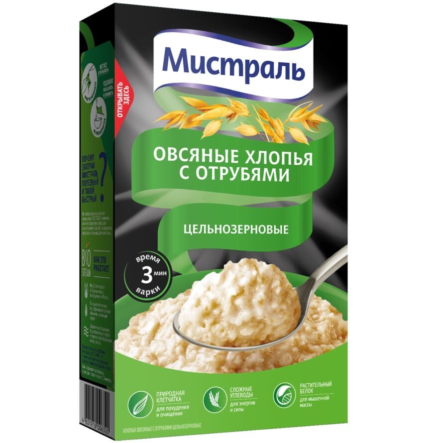 Мистраль Хлопья овсяные с отрубями, 400 г