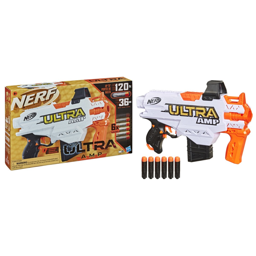 Hasbro Nerf Ultra Amp Motorized Blaster, 6-Dart Clip