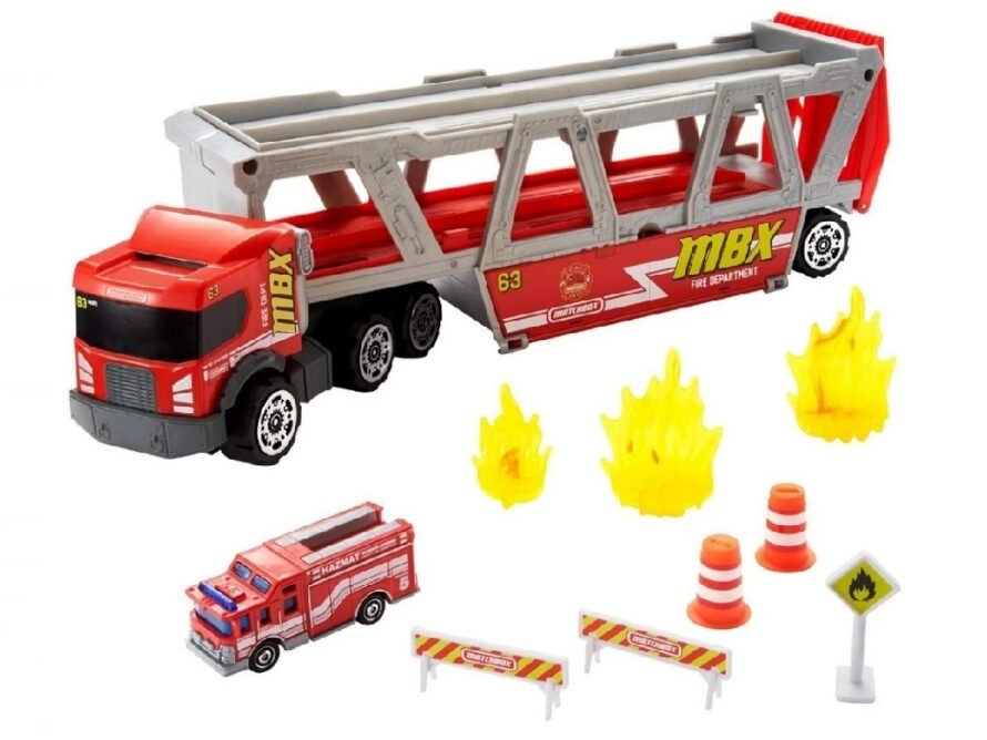 Matte Matchbox Fire Rescue Hauler Playset