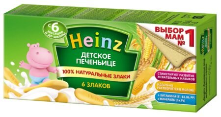 Печенье для детей Heinz 6 злаков, с 6 месяцев, 180 г