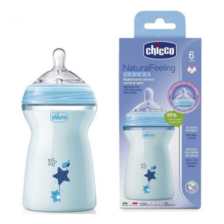 Chicco Natural Feeling бутылочка для кормления голубая 330 мл, 6м+