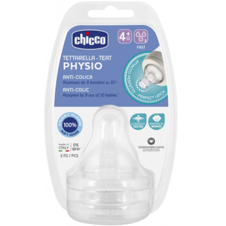 Chicco Physio Teat Anti-Colic bottle nipple 4+ months, 2 pcs.