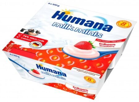 Humana  молочный десерт с клубникой 4*100 гр