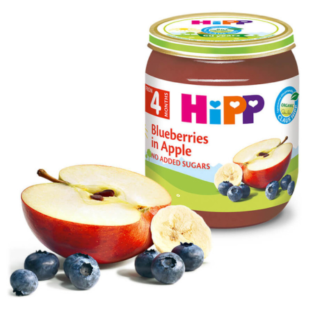 Hipp puree apple, blueberry and banana, from 4 months, 125 g